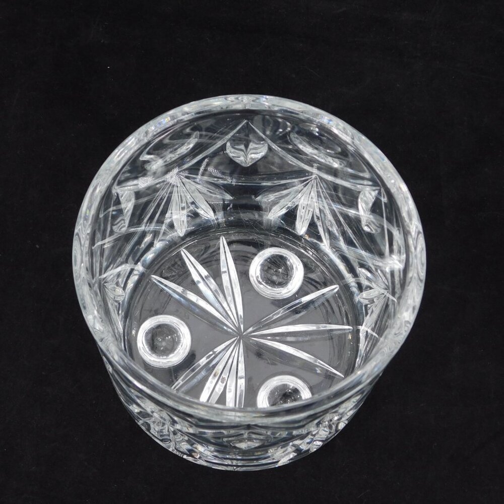 Crystal Lidded Biscuit Jar Footed Sphere Handle 5" tall with lid 8" FLAW - Picture 7 of 9